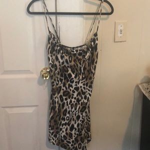cheetah print dress with A split on the side.
